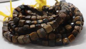 AAA Natural Yellow Tiger Eye Faceted Cube Beads 8-9 MM Box Shape 8 Inch 3D Cube Beads Tiger Eye <b>Gemstone</b> For Jewelry Making Bulk - Product Image 5