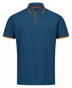Polo de Piqué de Algodón Azul Sólido de Alto Rendimiento para Hombre, Manga Corta, Diseño Informal Antiarrugas, Precio Económico, MOQ Bajo - Product Image 1
