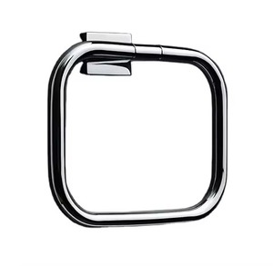 Modern Square Wall Mounted Towel Ring Gold Metal Rust Resistant Bathroom Storage Holder Single Tier Design Towel Holder - Product Image 5