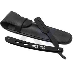 Navajas de barbero estilo Swing Lock de acero inoxidable con funda de cuero, logotipo personalizado, precio económico, fabricante de navajas de barbero personalizadas. - Product Image 1