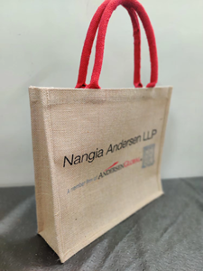 Wholesale Pinnacle Bharat Jute002 Cotton <b>Large</b> Capacity Handled <b>Drawstring</b> Closure Reusable Shopping <b>Bag</b> Custom Printing - Product Image 3