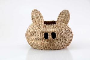 <b>Round</b> water hyacinth <b>basket</b> with rabbit face pattern Handmade <b>Storage</b> <b>Basket</b> Wholesale eco-friendly Made in Vietnam - Product Image 6