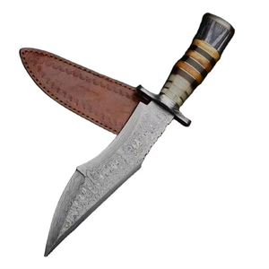 Couteau de chasse Bowie de luxe en acier Damas, personnalisable OEM/ODM, lames PRESTIGE, pointe tombante, poignée robuste en os de chameau - Product Image 4