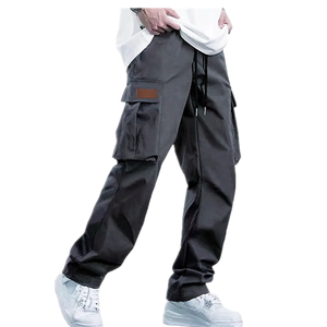 Men's Canvas <b>Cargo</b> Pants Multiple Pockets Elastic Waist Anti-Pilling <b>Wide</b> <b>Leg</b> Midweight Straight Fit Breathable Casual Spring - Product Image 4