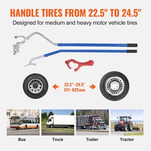 Outil de montage et de démontage pour pneus de camion de 22,5 et 24,5 pouces, pour pneus radiaux, diagonaux et tubeless, et outil de réparation - Product Image 3