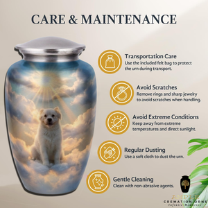 โกศใส่เถ้ากระดูกสุนัขขนาดใหญ่ ลายธีมสวรรค์ สำหรับสัตว์เลี้ยง ทำจากอะลูมิเนียม ขนาด 220 คิวบิกอินช์ เป็นมิตรกับสิ่งแวดล้อม ฝาปิดแน่นหนา ทนทาน - Product Image 5