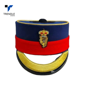 Formal <b>Hat</b> <b>Navy</b> Blue Red Gold Embroidered Crest Adult Size Party Cap - Product Image 1