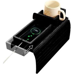 Portabicchieri Staccabile per Divano in Bambù, Vassoio Antiscivolo Pieghevole per Bracciolo del Divano, per Bevande, Cellulare, Telecomando, Snack, Scatola per Bracciolo - Product Image 1