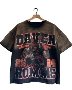 เสื้อยืดโอเวอร์ไซส์ฟอกสีด้วยกรดเสื้อผ้าแนวสตรีทฮิปฮอปพิมพ์ลายดีทีจีเสื้อผ้าแนวสตรีทฮิปฮอปออกแบบโลโก้ขนาดใหญ่ได้ตามต้องการ100% ผ้าฝ้ายฟอกสี - Product Image 1