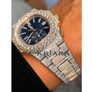Moissanite Premium Luxury Stainless Steel Silver Glass Dial <b>Watch</b> with Real Diamonds High Quality and Durable Design - Product Image 6
