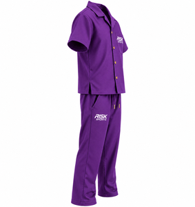 Ensemble décontracté d'été pour homme Risk Sports : T-shirt à manches courtes en maille unie violette et pantalon avec cordon de serrage - Product Image 3