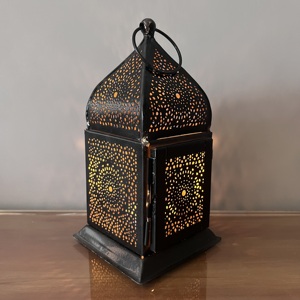 Mini Moroccan Iron <b>Lantern</b> with <b>Black</b> Finish for Home Decoration - Product Image 1