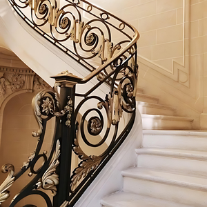 Decorative Wrought Iron Stair Railing Custom <b>Hand</b> Rail Metal Deck Railing Strong Durable Outdoor Indoor Solution - Product Image 6