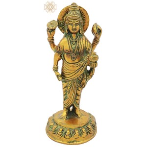 Estatua de latón Dhanvantari hecha a mano de 7 pulgadas, el médico de los dioses, hecha en India, escultura para regalar - Product Image 1