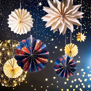 Abanico de papel plegable de nido de abeja, decoraciones festivas para fiestas para Año Nuevo, Halloween, Navidad, Pascua, graduación, suministros impresos para fiestas - Product Image 5