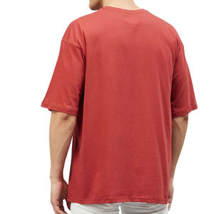 T-shirt en coton épais 230g à manches courtes, avec ourlet cousu et bordure patchwork, prix FOB de gros - Product Image 2