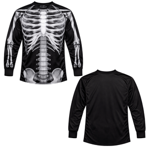 Camiseta de paintball con diseño de esqueleto y anatomía de calavera, sublimada, de manga larga, transpirable, de malla, para equipo, con puños elásticos acanalados profesionales - Product Image 1