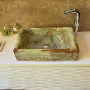 Afghan Green Onyx Modern Rectangle Shaped Luxury Bathroom Sink <b>Basin</b> for Wall Cladding & Kitchen Use Wholesale Supplier Exporter - Product Image 2