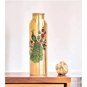 New Design Copper Water Bottle With Lid and Customized Hand Painted Texture Water Copper Bottle Polished for Sale In Low Price - Product Image 2