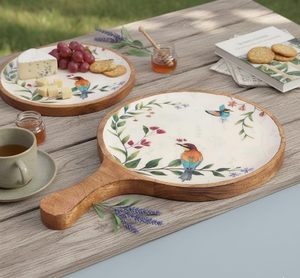 Plateau rond en bois de qualité supérieure pour collations et pizzas, plateau élégant pour la cuisine, plateau multifonctionnel, cadeau disponible - Product Image 1