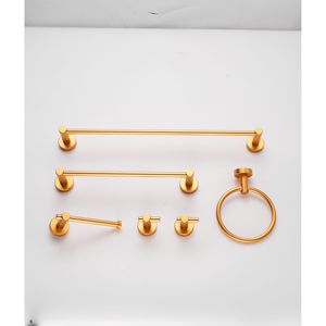 Set di 6 Accessori per Bagno in Alluminio Spesso, Finitura Oro Spazzolato, 24 Pollici, Montaggio a Parete, Include Portasciugamani - per Bagni - Product Image 1