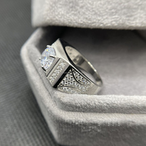 Hip Hop Style Round Cut Moissanite Diamond <b>Mens</b> Engagement <b>Ring</b> 925 Sterling Silver Statement Chunky <b>Ring</b> Iced Out Bling Jewelry - Product Image 6