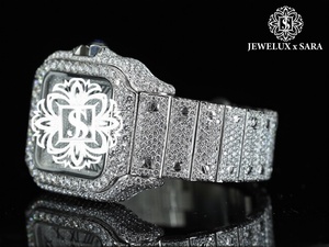 Reloj de Diamantes Mossinate con Incrustaciones de Color Negro, Fabricación India, para Viajes, Fiestas y Regalos, Disponible para la Venta - Product Image 3