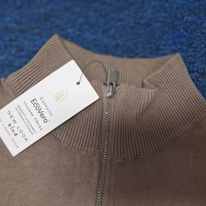 Veste chemise à col montant zippé mi-longue pour homme, en molleton 100% coton biologique, antibactérien, logo frontal, qualité supérieure - Product Image 3