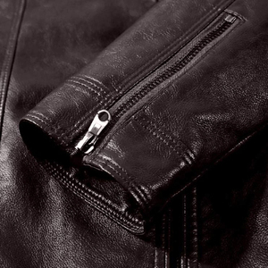 Vestes en cuir véritable pour hommes, style bomber, prix de gros, style classique, fermeture éclair intégrale, col rabattable, veste de moto pour homme - Product Image 5