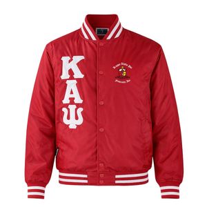 Veste de baseball Kappa Alpha Psi rouge, vêtements de fraternité grecque avec un design classique, confort premium et style athlétique - Product Image 4