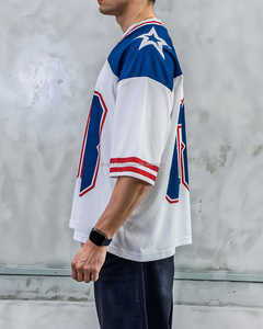 Custom Design Jersey Boxy T-shirt Oversized Sublimation <b>Print</b> Y2K Soccer Streetwear Retro <b>Mesh</b> Unisex Number Graphic V Neck - Product Image 2