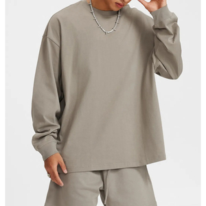 Camiseta de Algodón para Hombre, Cuello Alto Simulado, Manga Larga, Lavado Ácido, Lisa, Básica, con Cuello Alto, Logotipo Personalizado, Ropa en Blanco, Proveedor Mayorista - Product Image 2