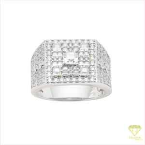 Anillo de Lujo para Hombre con Diamante Cultivado en Laboratorio, Plata 925, Diseño Cuadrado con Detalles, para Compradores de Joyería al Por Mayor - Product Image 4