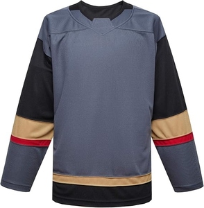 Custom Logo Grey Black Gold Practice Ice Hockey Jersey Durable Breathable Mesh Training Ice Hockey Shirts Wholesale Cheap Price - Product Image 3