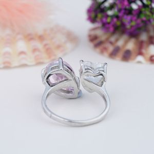 For Certificate 925 <b>Sterling</b> <b>Silver</b> Rose Gold Plated Heart Prong <b>Set</b> Moissanite Engagement <b>Ring</b> Custom Fine Jewelry Women Lab - Product Image 3