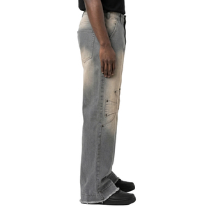 Jeans Baggy Streetwear Personnalisés pour Hommes, Coupe Large, Vintage, Effet Usé, Denim Délavé, Coupe Ample, Vente en Gros - Product Image 2