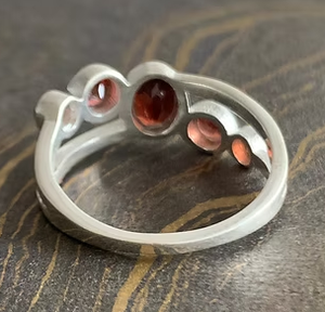 Designer <b>Garnet</b> Gemstone Handmade 925 <b>Silver</b> Plated Oval Shape Double Band Bohemian Engagement <b>Ring</b> with Bezel Setting - Product Image 3