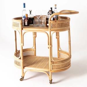 Chariot de bar en rotin avec étagères pratiques, chariot de bar pour la décoration, prix le plus bas, chariots à cocktails - Product Image 4