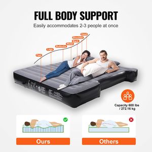 "5.5-5.8ft Full Size Short Truck Bed <b>Inflatable</b> Air Mattress W/12V Pump & 2 Pillows for Camping" - Product Image 4