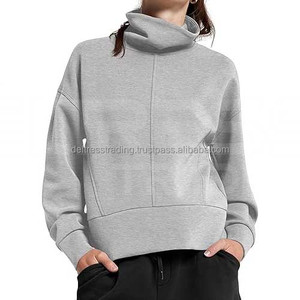Sudadera Tejida de Manga Larga para Mujer, Estilo Moderno 2024, Ropa de Invierno de Alta Calidad, Cuello Alto, Secado Rápido - Product Image 1