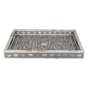 Bandeja de Servir Tallada con Incrustaciones de Madreperla, Diseño Moderno Multifuncional, Artesanía en Madera, Apta para Lavavajillas, Ideal para Bodas y Diwali - Product Image 4