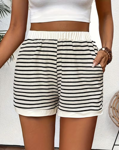 Women's Mid Elastic Waist Heart Print Knitted Quick Dry Eco-Friendly Loose Fit Summer Shorts Pockets Casual Breathable - Product Image 6