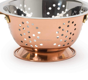 Passoire compacte de 3 tasses avec double poignée Petit outil de cuisine en acier inoxydable et cuivre de 6 pouces - Product Image 6