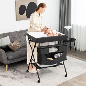 Organisateur de nurserie portable à hauteur réglable avec roulettes, matelas à langer et housse pour nouveau-né - Product Image 4