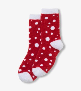 Men's Red Polka Dot Crew Socks Thick Knitted Winter Thermal Daily Wear - Product Image 2