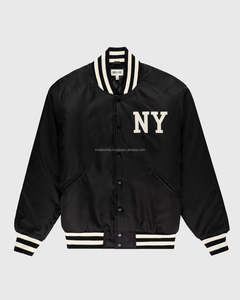 Blouson Bomber Unisexe en Satin de New York, Imperméable et Coupe-Vent, 100% Soie, Style Rétro Universitaire - Product Image 1