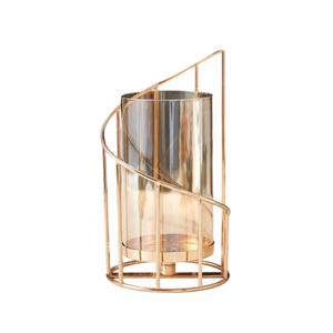 <b>Hurricane</b> Candleholder Glass Cylinder Steel Base Heat Resistant Home Decoration <b>Lantern</b> Metal Candle Holder Designer Holder - Product Image 3