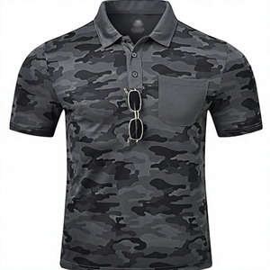 Polo camouflage pour homme, manches courtes, séchage rapide, polyester tissé, style décontracté, polos pour homme - Product Image 6