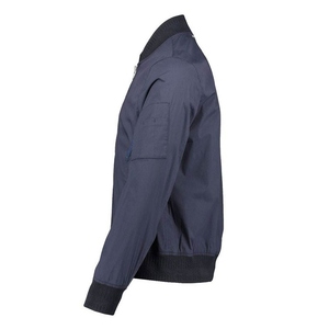<b>Men's</b> <b>Navy</b> Blue Bomber <b>Jacket</b> Stand Collar Zipper Closure Casual Windproof Polyester Regular Fit Autumn Wear <b>Men's</b> <b>Jackets</b> - Product Image 2
