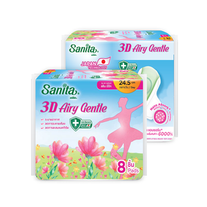Sanita 3D Airy Gentle Slim Wing Toallas Sanitarias 24.5 cm Uso Diario Transpirables Absorbencia Regular 8 Toallas - Product Image 3